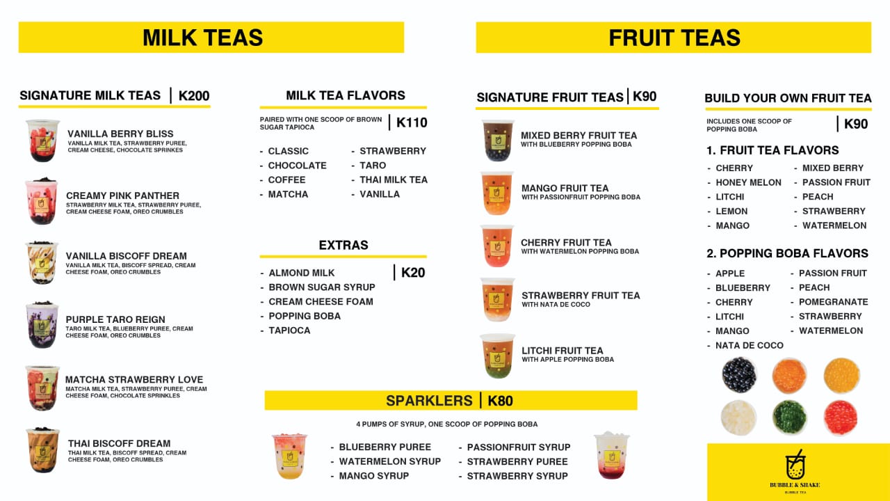 Bubble & Shake - Full Menu